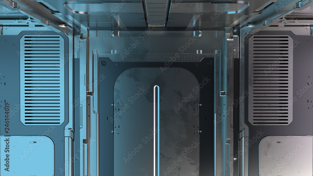 Poster 3d render abstract reflective sci-fi pannels. technology detailed background...