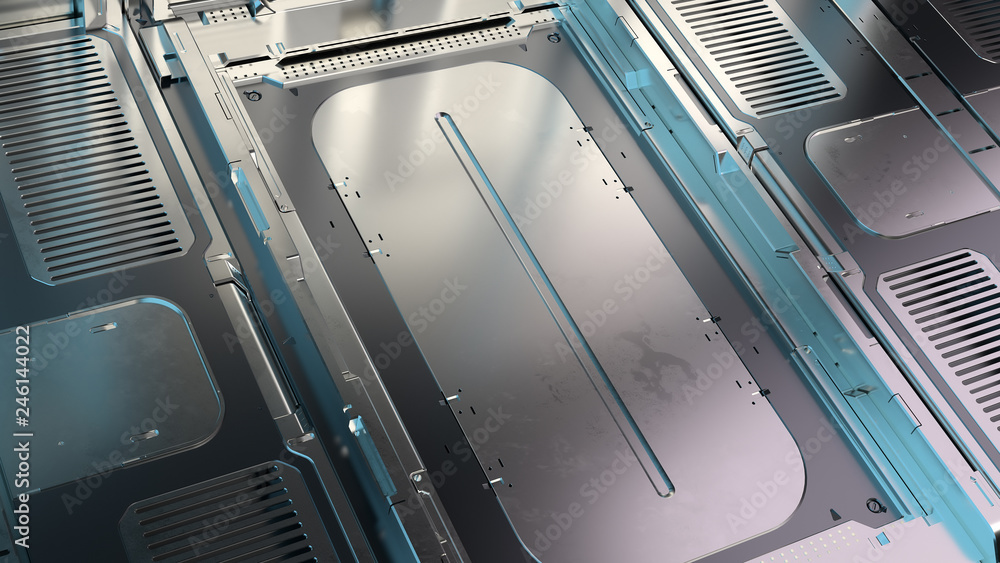 Aufkleber 3d render abstract reflective sci-fi pannels. technology detailed background...