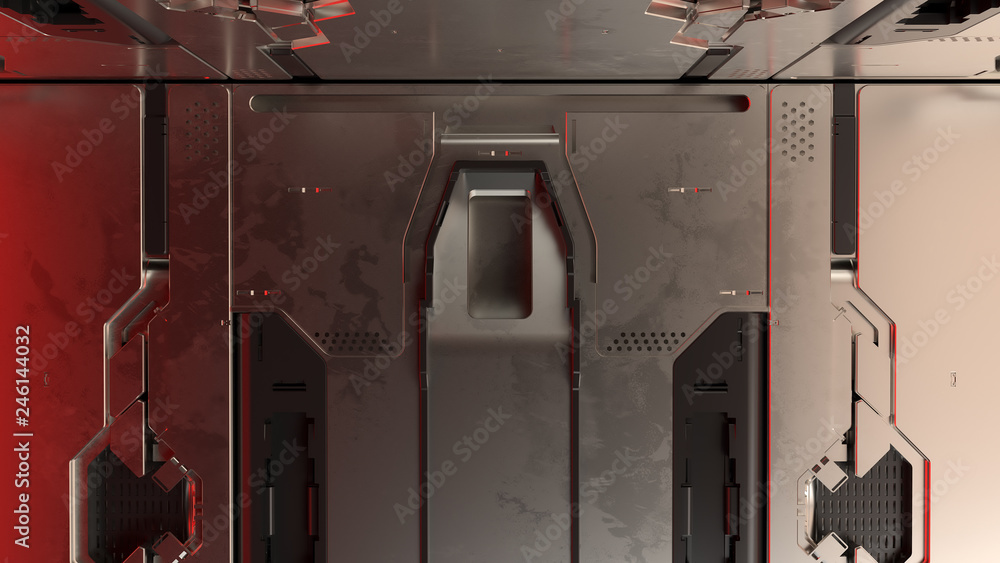 Aufkleber 3d render abstract reflective sci-fi pannels. technology detailed background...