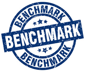 benchmark blue round grunge stamp