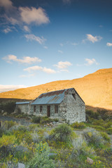 Fototapeta na wymiar Wide angle view of an old abandoned building in the karoo region of south africa