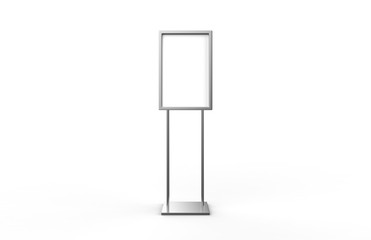 Indoor Pedestal Steel Sign Stand poster banner advertisement Display, Lobby Menu Board, 3D Illustration