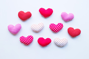 Valentine's hearts on white background.