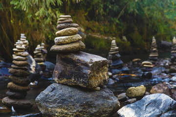 Pyramid of Zen stones for perfect meditation