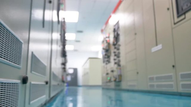 Video panning and blurred of Electric city control building or Main Substation