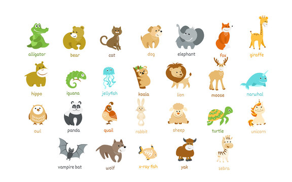 Cute animal icons vector set