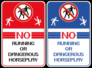 No running or dangerous horseplay. A poster that restricts certain actions in a given territory.