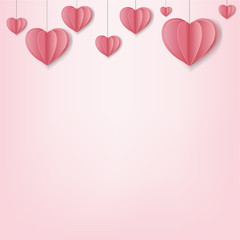 Paper Hearts Border Pink Background