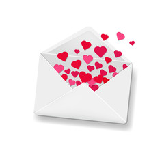 White Envelope With Hearts Background