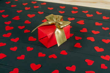 Gift boxes on wooden table