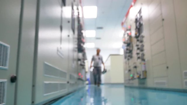 Video panning and blurred of Electric city control building or Main Substation