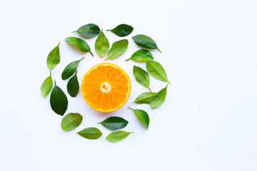 Fresh orange citrus fruit on white. - obrazy, fototapety, plakaty