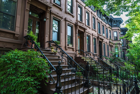 Old typical houses in Brooklyn in New York City, USA