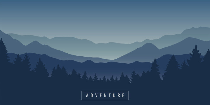 adventure mountain and forest landscape at night vector illustration EPS10