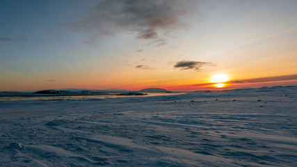 Stunning sunrise on Iceland in wintertime