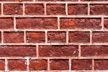 Old red brick wall background texture close up. bricked wall textured pattern for continuous...