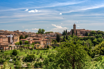 Fototapeta na wymiar View of Siena with the Basilica of San Clemente