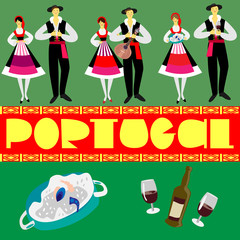 portugalien set of figures in national costumes