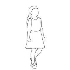 vector, isolated, child sketch, girl, icon, contour