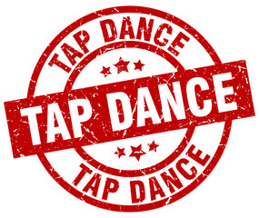 tap dance round red grunge stamp