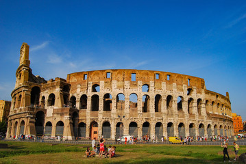 Fototapeta na wymiar ROME, ITALY, June 2008, Tourist at Colosseum.