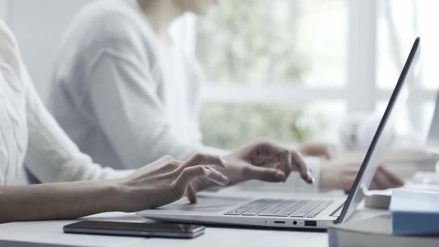 Academic students using computers in the lab