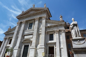 Fototapeta na wymiar Facade of the cathedral of Urbino, Marche, Italy