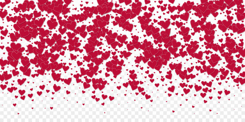 Red heart love confettis. Valentine's day gradient
