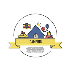 Obraz premium CAMPING LINE ICON SET
