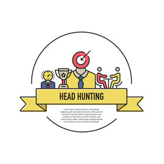 HEAD HUNTING LINE ICON SET