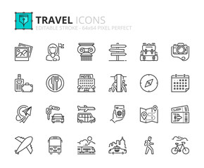 Outline icons about travel