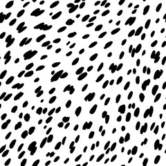 Black and white abstract seamless pattern with spots and dots. Can be used for textile, wallpaper, wrapping paper, greeting card background, phone case print. Doodle graphic vector illustration.