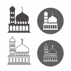 Mosque icon vector with black and white color