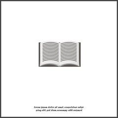 Vector icon of  open book on white isolated background.