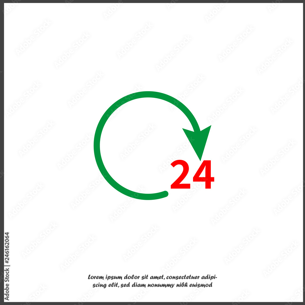 Aufkleber 24 hours vector icon.open and work 24 hours a day on white isolated background.