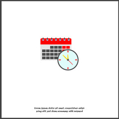  Vector color icon and calendar. Time Management Icon on white isolated background.