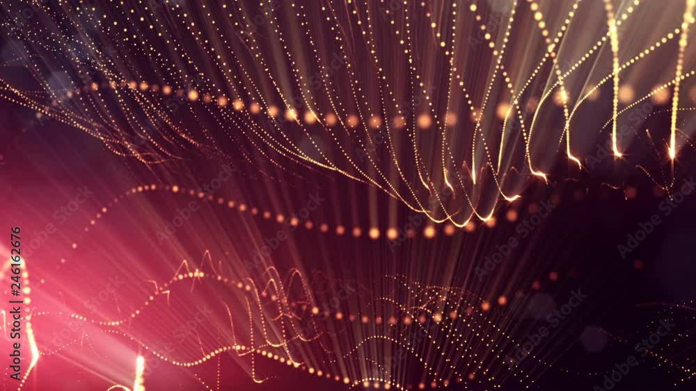 Poster 4k abstract looped backgrounds with luminous particles with depth of field. for holiday presentation