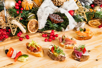 Christmas appetizers on the table