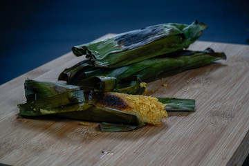 Pulut Panggang grilled glutinous rice wrapped in banana leaf stuffed with savory fillings