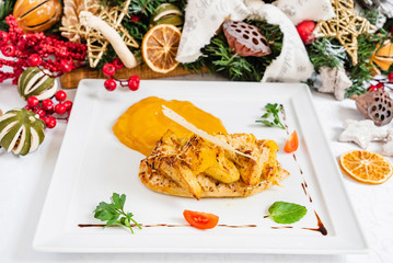 roasted chicken with puree