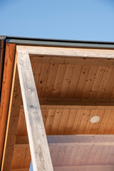 home currently under construction against blue sky