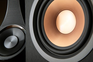 Hi fi audio stereo system loudspeakers.High quality sound system.Audio equipment for record studios.Meloman technique.