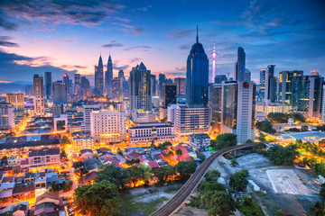 Kuala Lumpur. Luchtcityscape beeld van Kuala Lumpur, Maleisië tijdens zonsopgang.