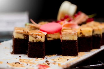 delicious desserts and cakes with selective focus