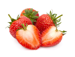 Ripe strawberries from the garden, isolated on a white background