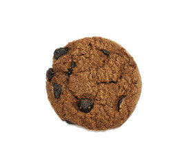 Chocolate chip cookies on white background