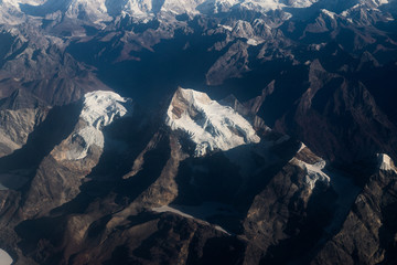 Close-up view of snowy peaks at Himalayan range.
