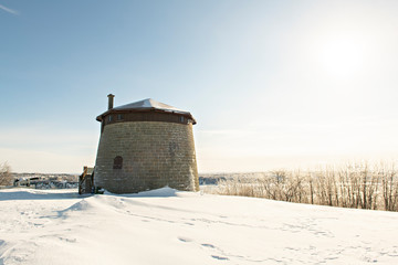 The Plains of Abraham historic area within The Battlefields Park in Quebec City in winter season