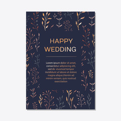Naklejka na ściany i meble Copper elegant floral invite set modern card