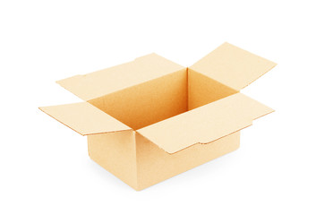 Cardboard box isolated on white - obrazy, fototapety, plakaty